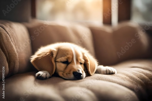 dog sleeping on sofa