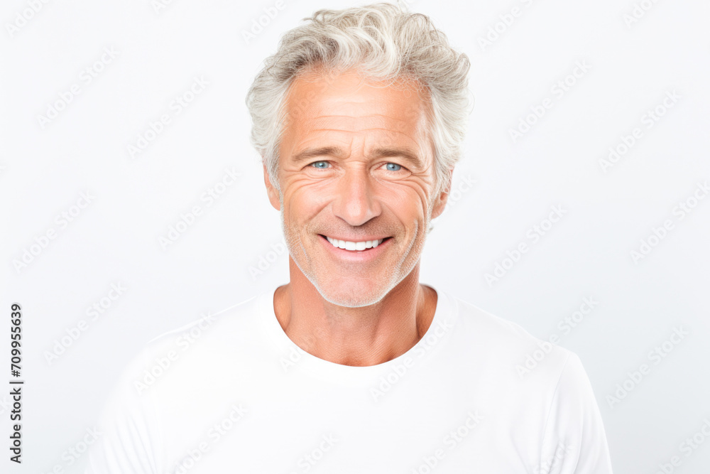 a closeup photo portrait of a handsome old mature man smiling with clean teeth. for a dental ad. guy with fresh stylish hair and beard with strong jawline. isolated on white background a closeup photo portrait of a handsome old mature man smiling with clean teeth. for a dental ad. guy with fresh stylish hair and beard with strong jawline. isolated on white background