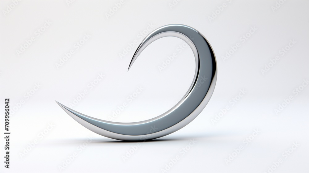 an isolated sickle against a pristine white background, highlighting its sharpness and unique design.