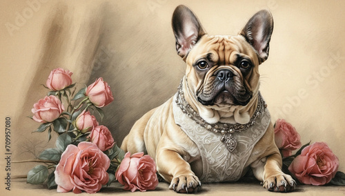 french bulldog illustration