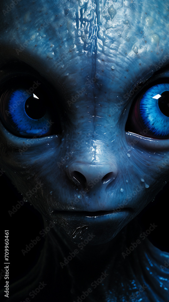 Closeup of a Fearful Alien Face Closeup of a Fearful Alien Face
