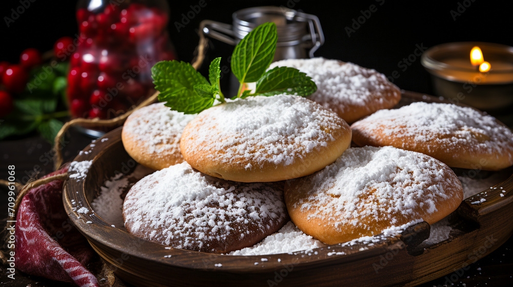 Baked Cookies with Powdered Sugar