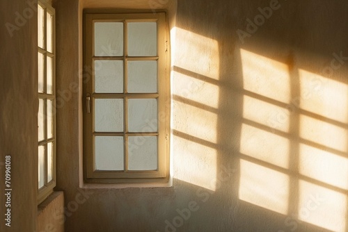 Light and shadows from window on wall indoors