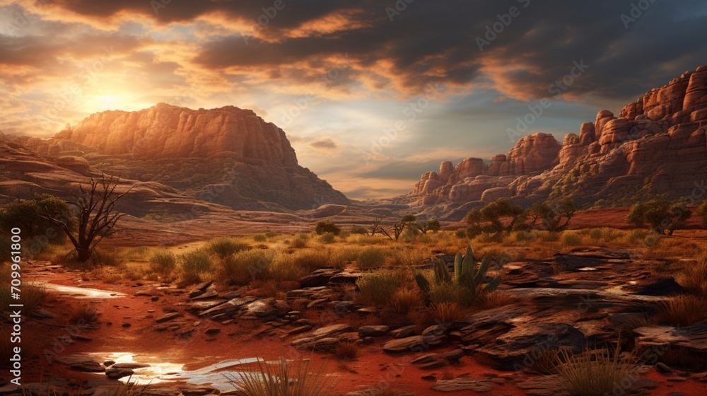 the heart of an arid wilderness, with a high-definition photograph capturing the stark beauty of a desert landscape.
