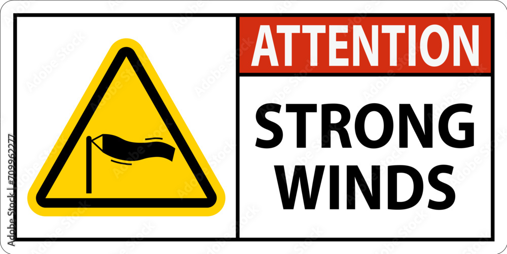 Water Safety Sign Attention - Strong Winds