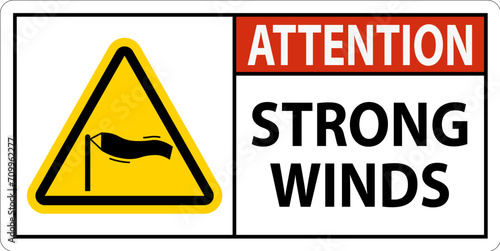 Water Safety Sign Attention - Strong Winds