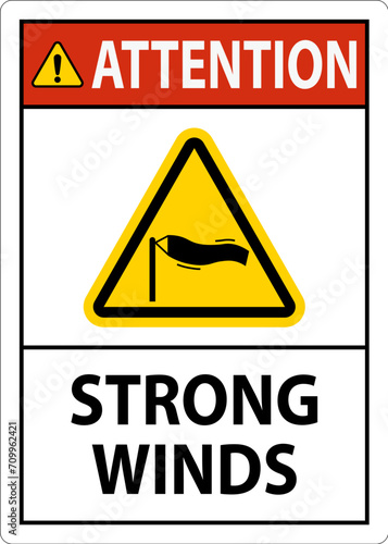 Water Safety Sign Attention - Strong Winds