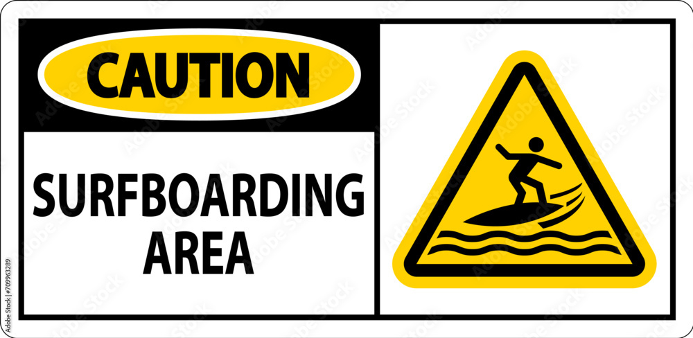 Water Safety Sign Caution - Surfboarding Area Water Safety Sign Caution - Surfboarding Area