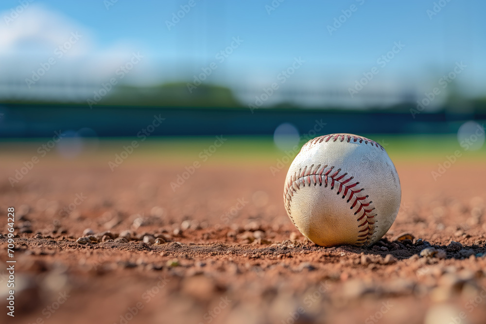 Close up of baseball ball at the baseball stadium