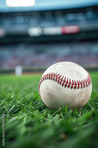 Close up of baseball ball at the baseball stadium