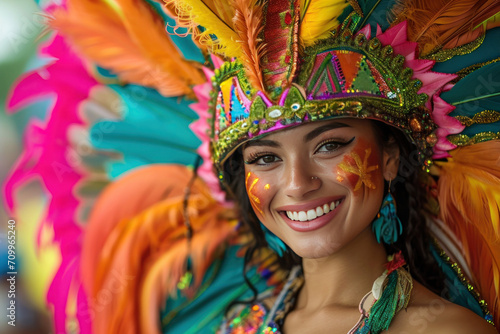 portrait of a woman wearing carnival costume 