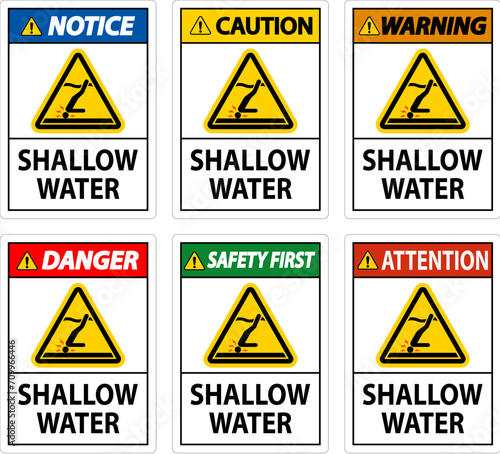 Water Safety Sign Warning - Shallow Water