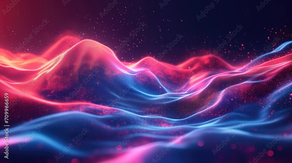 abstract background with glowing wave lights