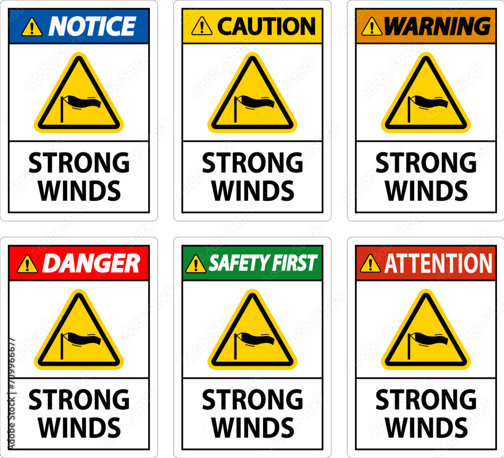 Water Safety Sign Warning - Strong Winds Water Safety Sign Warning - Strong Winds