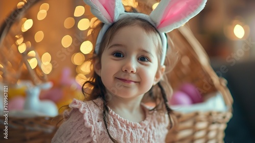 A child wearing an adorable Easter bunny costume