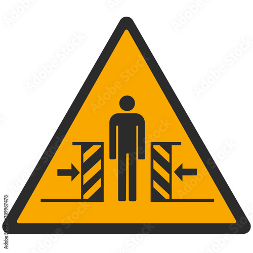 WARNING PICTOGRAM, CRUSHING BY MOVING PARTS ISO 7010 - W019, SVG