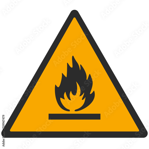 WARNING PICTOGRAM, FLAMMABLE MATERIAL ISO 7010 - W021, SVG