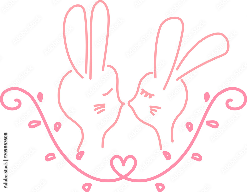 Cute bunny frame illustration on transparent background.
