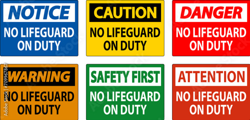 Pool Warning Sign No Lifeguard On Duty