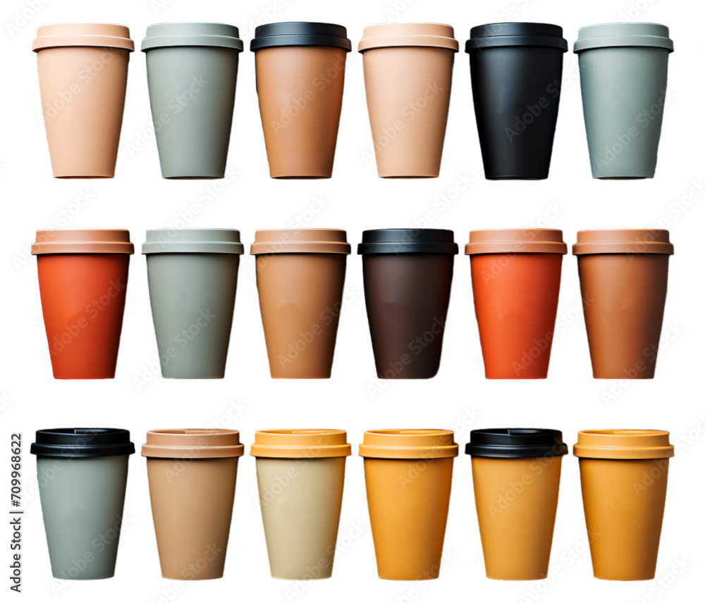 set of cup mockup templates with transparent background, generative ai set of cup mockup templates with transparent background, generative ai