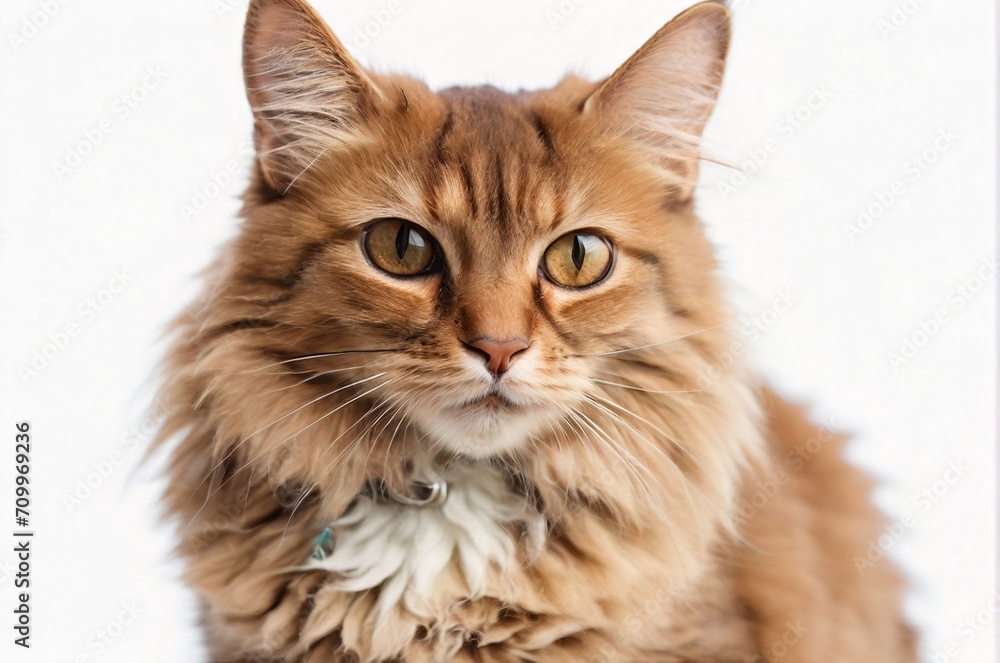 Siberian cat on white background. AI generated