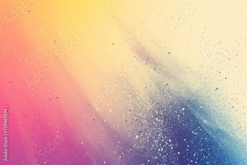 vibrant, colorful gradient with speckles and splashes, transitioning from warm yellow to pink and cool blue tones.