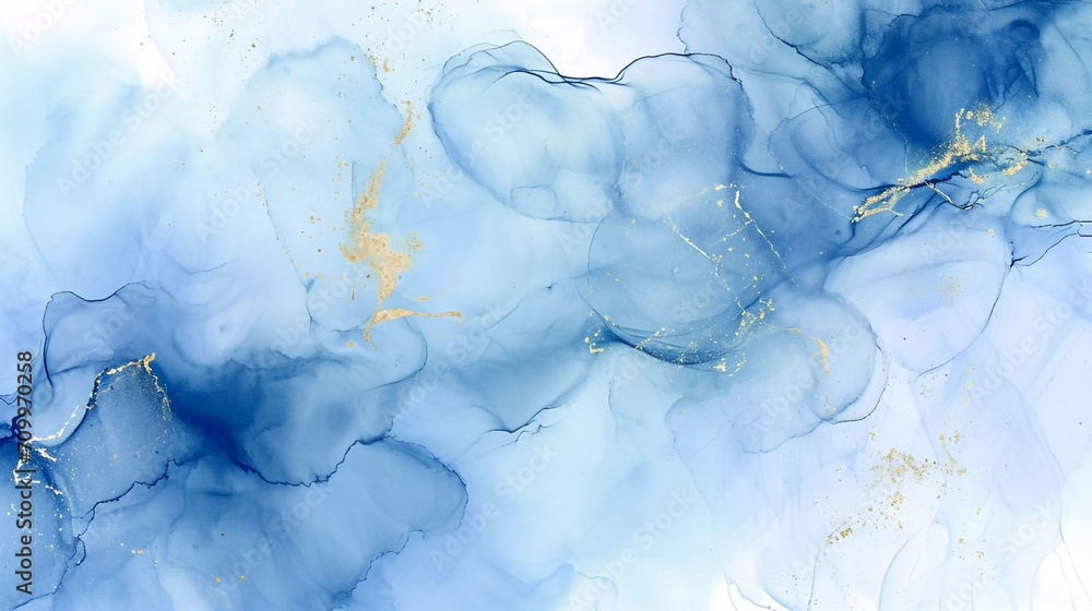 Naklejka premium Watercolor blue pastel alcohol ink background