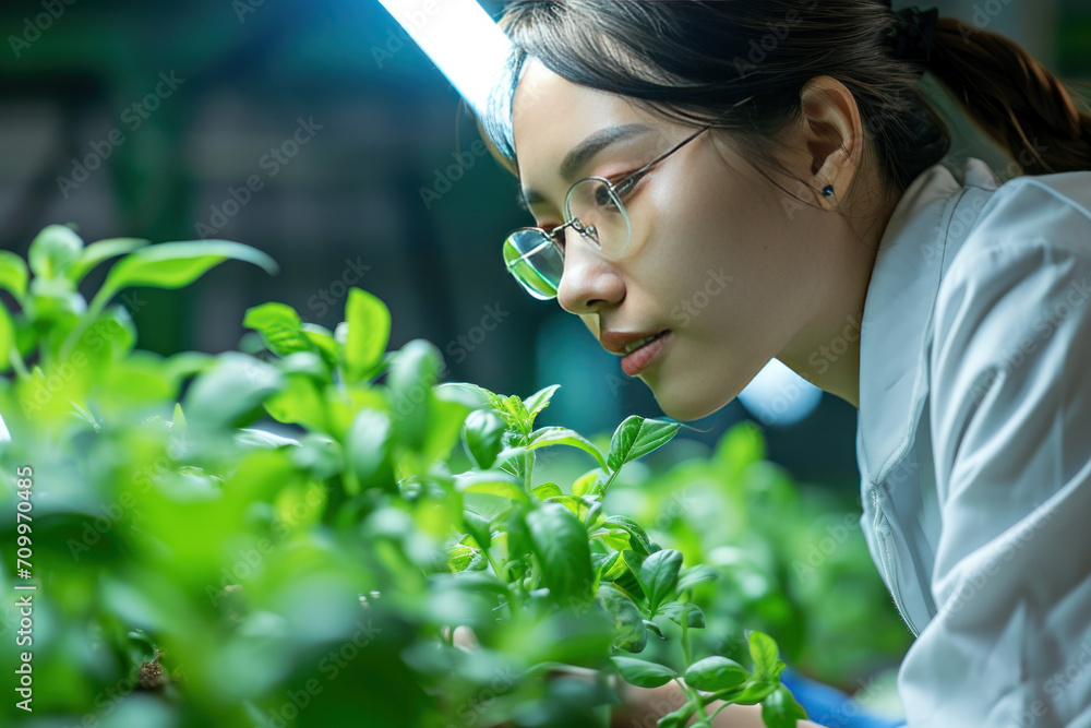 woman working in the lab, growing new plants , Agricultural innovation concept woman working in the lab, growing new plants , Agricultural innovation concept