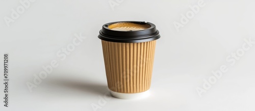 To-go cup for hot drinks on white background.