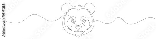 Continuous editable line drawing of panda head. Panda head icon in one line style.