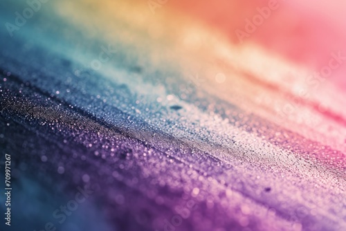 close-up of a textured surface with sparkling particles over a gradient from purple to orange, creating a magical, dreamlike quality. © Enigma
