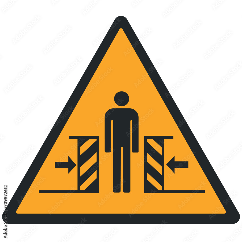 WARNING PICTOGRAM, CRUSHING BY MOVING PARTS ISO 7010 - W019, VECTOR WARNING PICTOGRAM, CRUSHING BY MOVING PARTS ISO 7010 - W019, VECTOR