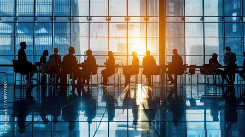 Silhouette Business People Working In a Conference Room