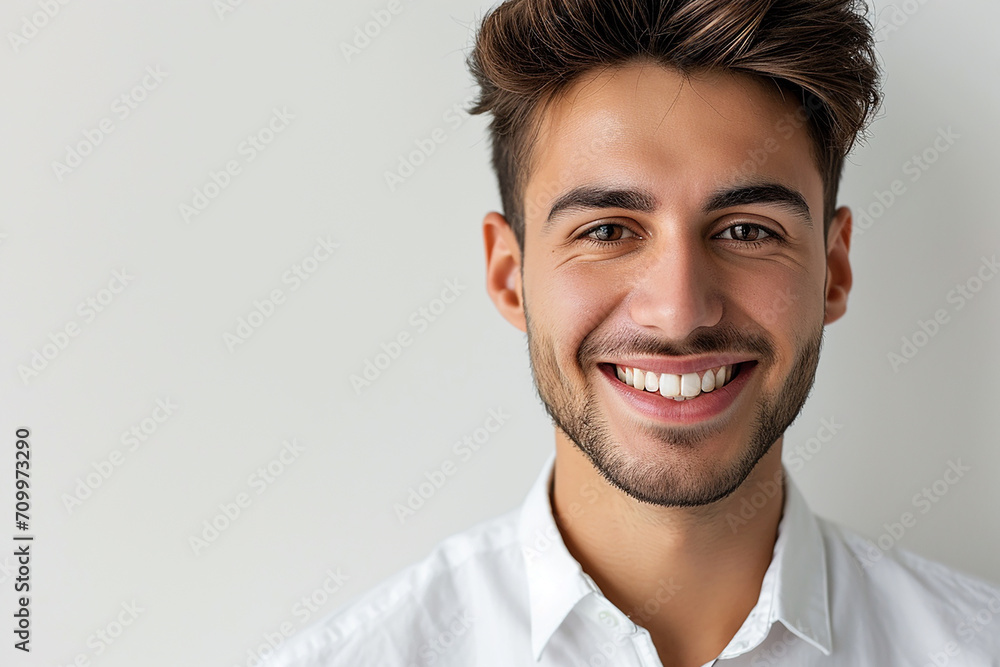 portrait of happy man arm crossed on white isolated background portrait of happy man arm crossed on white isolated background