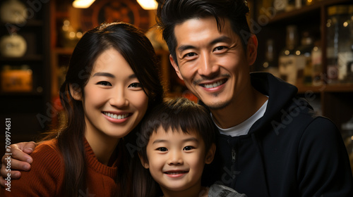 Warm Asian Family Scene.  Asian Home Happiness....