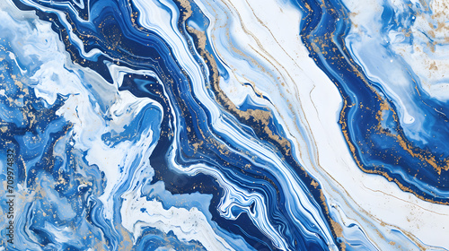 abstract background, white blue marble with gold glitter veins, stone texture