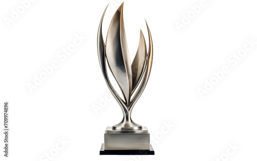 Elegant Steel Award Trophy Isolated on Transparent Background PNG.