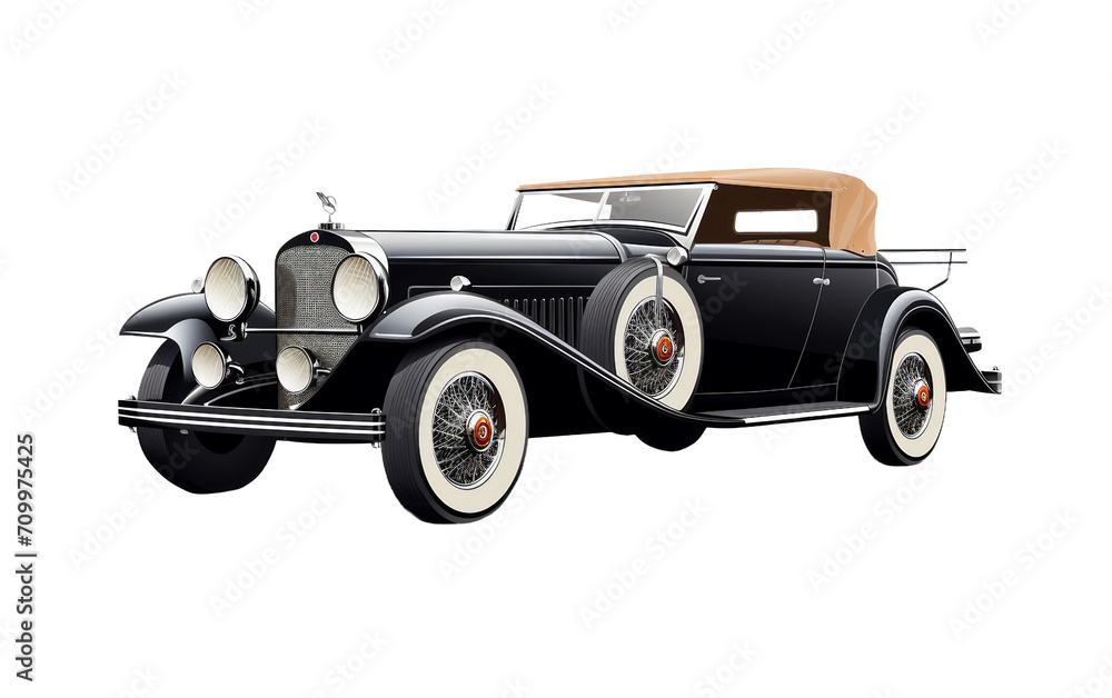 Elegant Vintage Luxury Car Isolation Isolated on Transparent Background PNG.