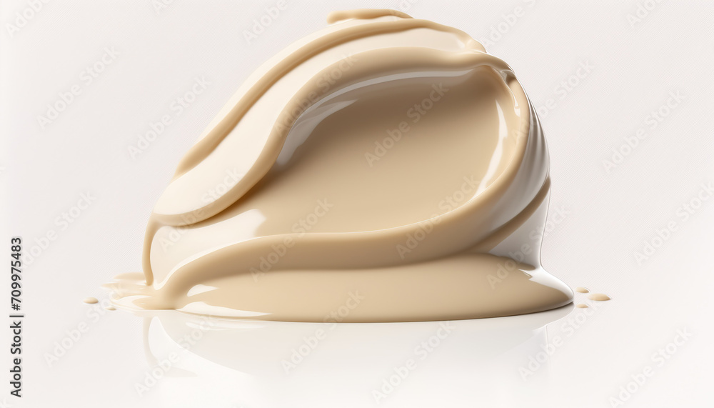 Close up smear of beige skin tone bb cream, foundation make-up tonal base, beauty cosmetic product on white background. Close up smear of beige skin tone bb cream, foundation make-up tonal base, beauty cosmetic product on white background.