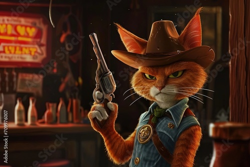 a cat sheriff, caricature photo