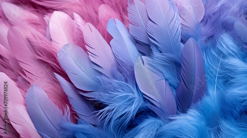 a close shot of a purple and blue feather background