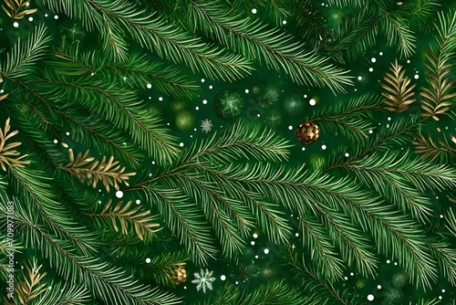 Christmas green background with fir branches  