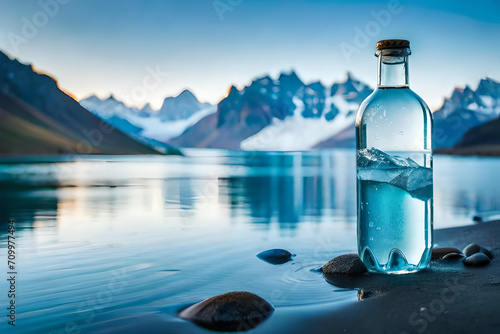 mineral water bottle advertising template . arctic lake 