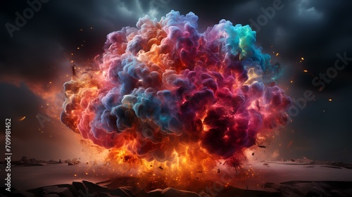 Rainbow Human Brain Explosion - Cognitive Overload