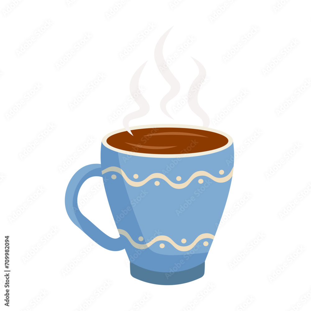 Obraz premium Mug with hot coffee. Vector illustration.
