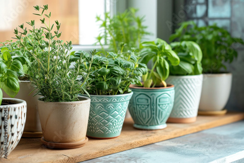 Plants in the pots on the windowsill  © reddish
