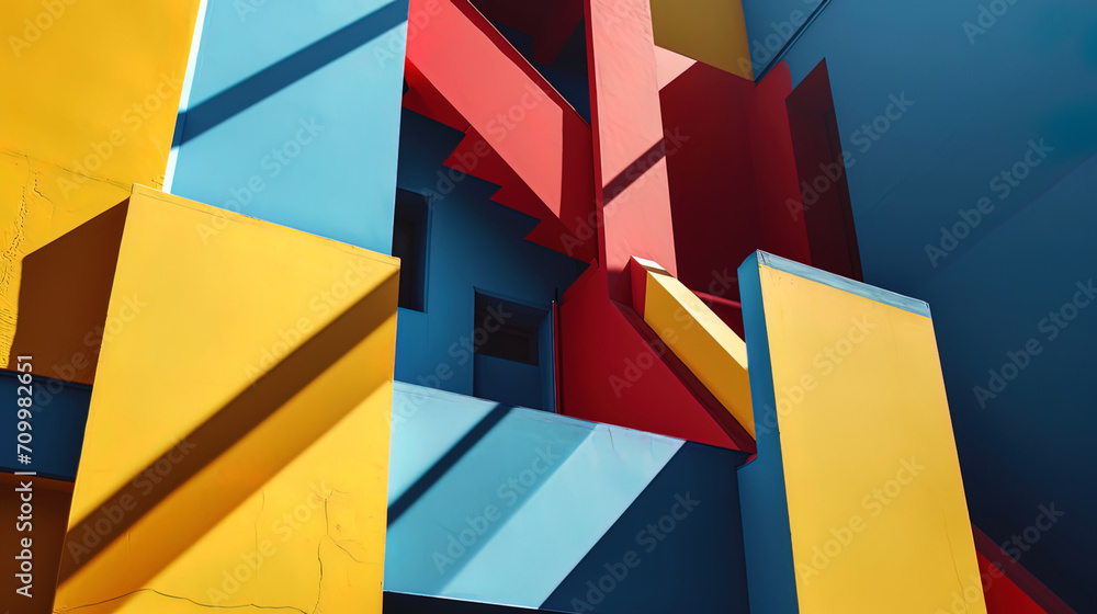 Fototapeta premium An abstract image in which geometric shapes and color blocks form a modern artistic pattern