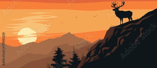Elk silhouette on ridge