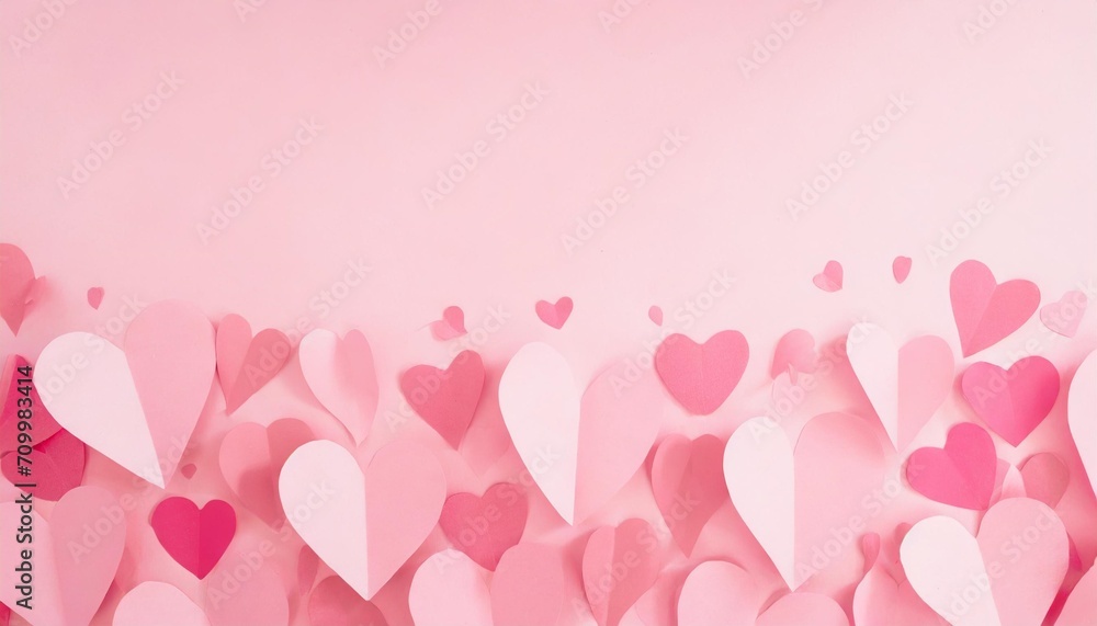 valentines day background pink paper hearts on pink backdrop high quality photo