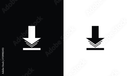 Black and white download icon